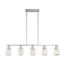 Skybridge 5 Light Island Pendant Fixture Brushed Nickel Finish w/ Clear Glass