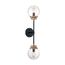 Axis 2 Light Wall Sconce Fixture Matte Black Finish w/ Brass Accents Clear Glass