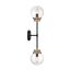 Axis 2 Light Wall Sconce Fixture Matte Black Finish w/ Brass Accents Clear Glass