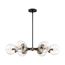 Axis 6 Light Chandelier Fixture Matte Black Finish w/ Brass Accents Clear Glass