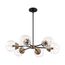 Axis 6 Light Chandelier Fixture Matte Black Finish w/ Brass Accents Clear Glass