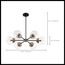 Axis 6 Light Chandelier Fixture Matte Black Finish w/ Brass Accents Clear Glass
