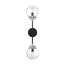 Axis 2 Light Wall Sconce Fixture Matte Black Finish w/ Brushed Nickel Accents Clear Glass