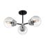 Axis 3 Light Semi-Flush Fixture Matte Black Finish w/ Brushed Nickel Accents Clear Glass