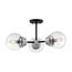 Axis 3 Light Semi-Flush Fixture Matte Black Finish w/ Brushed Nickel Accents Clear Glass