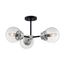 Axis 3 Light Semi-Flush Fixture Matte Black Finish w/ Brushed Nickel Accents Clear Glass