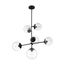 Sky 6 Light Pendant Fixture Matte Black Finish Clear Glass