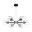 Axis 6 Light Chandelier Fixture Matte Black Finish w/ Brushed Nickel Accents Clear Glass