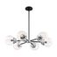Axis 6 Light Chandelier Fixture Matte Black Finish w/ Brushed Nickel Accents Clear Glass