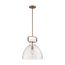 Teresa 1 Light Bell Pendant Fixture Burnished Brass Finish w/ Clear Glass