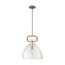 Teresa 1 Light Bell Pendant Fixture Burnished Brass Finish w/ Clear Glass