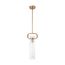Teresa 1 Light Cylinder Pendant Fixture Burnished Brass Finish w/ Clear Glass