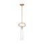 Teresa 1 Light Cylinder Pendant Fixture Burnished Brass Finish w/ Clear Glass