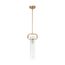 Teresa 1 Light Cylinder Pendant Fixture Burnished Brass Finish w/ Clear Glass