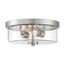 Sommerset 2 Light Flush Mount Fixture Brushed Nickel Finish w/ Clear Glass
