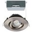 12 Watt LED Direct Wire Downlight Gimbaled 4" CCT Selectable Round Remote Driver Brushed Nickel Finish 850 Lumens 120 Volt