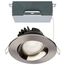 12 Watt LED Direct Wire Downlight Gimbaled 3.5" CCT Selectable Round Remote Driver Brushed Nickel Finish 840 Lumens 120 Volt
