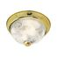3 Light 15" Flush w/ Clear Ribbed Swirl Glass Polished Brass Finish