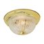 3 Light 15" Flush w/ Clear Ribbed Glass Polished Brass Finish