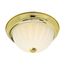 2 Light 11" Flush w/ Frosted Melon Glass Polished Brass Finish