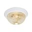 2 Light 13" Flush w/ Clear Ribbed Glass Textured White Finish