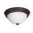 2 Light 11" Flush w/ Frosted Melon Glass Old Bronze Finish