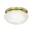 2 Light 12" Flush Mount Large Alabaster Mushroom Polished Brass Finish