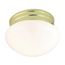 1 Light 8" Flush Mount Small White Mushroom Polished Brass Finish (Pack of 2)