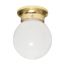1 Light 8" Ceiling Fixture White Ball Polished Brass Finish (Pack of 2)