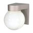 1 Light 8" Utility Wall Mount w/ White Glass Globe Satin Aluminum Finish