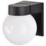 1 Light 8" Utility Wall Mount w/ White Glass Globe Black Finish
