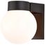 1 Light 8" Utility Wall Mount w/ White Glass Globe Black Finish