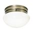 1 Light 8" Flush w/ White Glass Antique Brass Finish