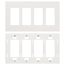 Claro 4 Gang Wall Plate for Decorator/Rocker Switches, Satin (Architectural White)