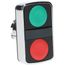 Push-Button Switch, 22 mm Mounting Hole Dia, Momentary, Rectangle, Green and Red Pushbutton, Nonilluminated, Momentary, On-Off, Shock and Vibration Resistant, ZB4BA7340