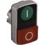 Push-Button Switch, 22 mm Mounting Hole Dia, Momentary, Rectangle, Green and Red Pushbutton, Nonilluminated, Momentary, On-Off, Shock and Vibration Resistant, ZB4BL7340