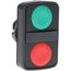 Push-Button Switch, 22 mm Mounting Hole Dia, Momentary, Rectangle, Green and Red Pushbutton, Nonilluminated, Momentary, On-Off, Shock and Vibration Resistant, ZB5AA7340