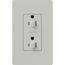 Claro 15A Dual Dimming, Tamper Resist Duplex Receptacle, Decorator Outlet, Satin Finish, Palladium