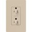 Claro 15A Dual Dimming, Tamper Resistant Duplex Receptacle, Decorator Outlet, Satin Finish, Taupe