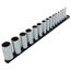 3/8" Drive Deep 12-Point Socket Set with Rail, 15-Piece (1/4-1")