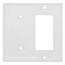 2-Gang Combination Wall Plate, 1 Blank & 1 Decorator - White
