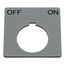 2-1/4" Square Plastic Legend Plate, Off-On, Black Letters, 1.2" Hole Dia. (Silver), 9001KN144SP