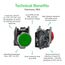 22mm Mounting Hole Dia. Momentary (MO) 30mm Mushroom Head Nonilluminated Push-Button Switch (Red), ZB4BC44