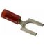 Fork Terminal Red, Nylon, Partially Insulated, #1/4" Stud, Crimp 600V (Pack of 100), RA18-14F