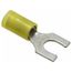 Locking Fork Terminal, Yellow, Non-Insulated, #1/4" Stud, Crimp 600V (Pack of 50), C10-14FL