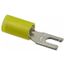 Locking Fork Terminal, Yellow, Nylon, Partially Insulated, #6 Stud, Crimp 600V (Pack of 50), RC10-6FL