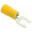 Locking Fork Terminal, Yellow, Vinyl, Partially Insulated, #10 Stud, Crimp 600V (Pack of 75), TV10-10LF-XV
