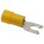 Locking Fork Terminal, Vinyl Insulated, #6 Stud, Crimp, Yellow (Pack of 75), TV10-6LF-XV