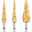 3 Piece IMPACT READY Titanium Nitride Coating Step Drill Bit Set