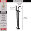 Trinsic Single Handle Floor Mount Tub Filler Trim w/ Hand Shower (Matte Black), T4759-BLFL